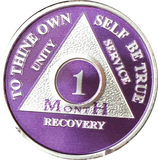 Purple Silver Plated 1 2 3 4 5 6 7 8 9 10 11 18 Month AA Medallion Sobriety Chip - RecoveryChip