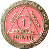 1 - 11 Month AA Medallion Reflex Pink Gold Plated Sobriety Chip Coin - RecoveryChip