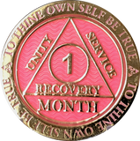 1 Month AA Medallions Bronze Gold Plated and Color Sobriety 30 Day Medallion Chip Coin - RecoveryChip