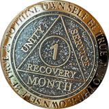 1 2 3 6 9 or 18 Month AA Medallion Reflex Silver Glitter Gold Plated Sobriety Chip