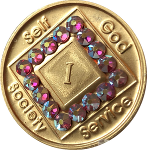 1 - 40 Year Official NA Medallion With Rose Color Swarovski Crystal - RecoveryChip