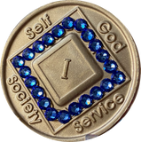 1 - 40 Year Official NA Medallion With Sapphire Blue Color Swarovski Crystal