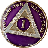 1 - 40 Year AA Medallion Metallic Purple Tri-Plate Sobriety Chip