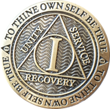 1 - 10 Year Reflex Chocolate Bronze AA Medallion Sobriety Chip - RecoveryChip