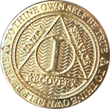1 Year Reflex Bronze AA Medallion Antique Or Clean Finish Sobriety Chip - RecoveryChip