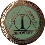 1 2 3 4 5  Year AA Medallion Reflex Glow In The Dark Gold Plated White Sobriety Chip - RecoveryChip