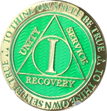 Popular 1 Year AA Medallions Gold Plated Sobriety Chips In Various Colors - RecoveryChip