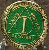 1 Year AA Medallion Plated Full Color Sobriety Chip