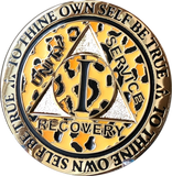 1 - 10 Year AA Medallion Leopard Spot Animal Print Reflex Design Sobriety Chip - RecoveryChip