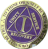 Popular 1 Year AA Medallions Gold Plated Sobriety Chips In Various Colors - RecoveryChip