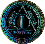 1 Year AA Medallion Plated Full Color Sobriety Chip