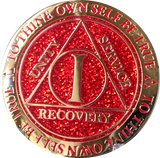 Popular 1 Year AA Medallions Gold Plated Sobriety Chips In Various Colors - RecoveryChip