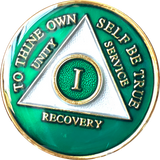 1 - 50 Year Metallic Green Tri-Plate AA Medallion - RecoveryChip