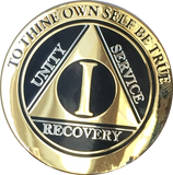AA Medallion Elegant Black Gold & Silver Plated Years 1 - 45 Bi-Plate - RecoveryChip