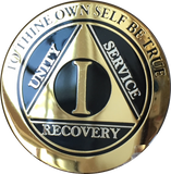 1 Year AA Medallion Plated Full Color Sobriety Chip