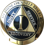 Popular 1 Year AA Medallions Gold Plated Sobriety Chips In Various Colors - RecoveryChip