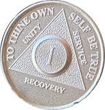 1 Year AA Medallion .999 Fine Silver Sobriety Chip