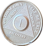 1 Year AA Medallion .999 Fine Silver Sobriety Chip