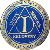 AA Medallion Reflex Blue Color Gold Plated Year 1 - 45 Sobriety Chip - RecoveryChip