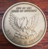 Out Of The Ashes Of Addiction Renewal & Growth Bronze Medallion Serenity Prayer - RecoveryChip