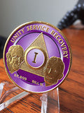 AA Founders Chip Gold Plated Purple Alcoholics Anonymous Medallion Any Year 1 - 65 - RecoveryChip