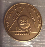 Alcoholics Anonymous 24 Hour Recovery Coin Chip Medallion Medal Token AA Hours - RecoveryChip
