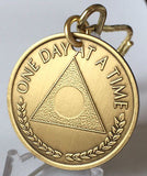 AA Alcoholics Anonymous One Day At A Time Serenity Prayer Chip Key Chain Tag - RecoveryChip