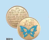 Let Go Let God Serenity Prayer Recovery Medallion Chip Coin AA NA Blue Butterfly - RecoveryChip