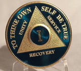 Blue & Gold Plated Any Year 1 - 65 AA Chip Alcoholics Anonymous Medallion Coin - RecoveryChip