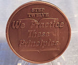 Step 12 Copper Twelve Step Medallion AA NA Recovery 12 Steps Serenity Prayer - RecoveryChip