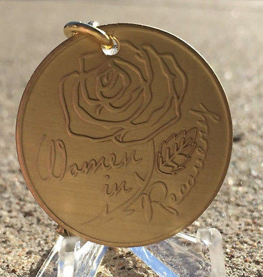 Women In Recovery Rose Serenity Prayer Key Tag Chain Chip Medallion AA ...