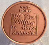 Step 8 Copper Twelve Step Medallion AA NA Recovery 12 Steps Serenity Prayer Chip - RecoveryChip