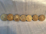 Lot of 7 Alcoholics Anonymous AA Bronze 24hrs 1 2 3 6 9 Month 1 Year Medallions - RecoveryChip