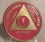 Pink & Gold Plated Any Year 1 - 65 AA Chip Alcoholics Anonymous Medallion Coin - RecoveryChip