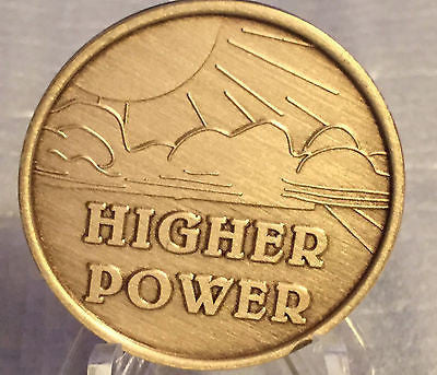 Higher Power Affirmation Recovery Medallion Chip Coin AA NA Bronze Alcoholics Anonymous God Sun Sky - RecoveryChip