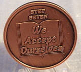 Step 7 Copper Twelve Step Medallion AA NA Recovery 12 Steps Serenity Prayer Chip - RecoveryChip