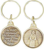 Guardian Angel Bronze Keychain Key Chain Charm He Will Command His Angels To Guard You - RecoveryChip