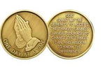 Praying Hands One Day At A Time Medallion Coin AA Chip Bronze Serenity Prayer - RecoveryChip