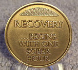 Recovery Begins With one Sober Hour Bronze Medallion Chip One Day At A Time AA - RecoveryChip