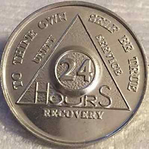 Lot of 5 Aluminum AA Alcoholics Anonymous 24 Hours Medallion Desire Chip Coin 24hrs - RecoveryChip