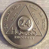 Lot of 5 Aluminum AA Alcoholics Anonymous 24 Hours Medallion Desire Chip Coin 24hrs - RecoveryChip