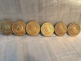 Lot of 6 Alcoholics Anonymous AA Bronze 24hrs 1 3 6 9 Month 1 Year Medallions - RecoveryChip