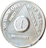 .999 Fine Silver Any Year 1 - 30 35 40 45 50 55 60 AA Alcoholics Anonymous Medallion - RecoveryChip