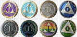 1 Year AA Medallion Plated Full Color Sobriety Chip