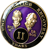 Founders AA Medallion Purple Bill & Bob Tri-Plate Sobriety Chip Year 1 - 50 - RecoveryChip