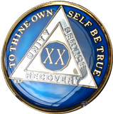 Midnight Blue AA Medallion Chip Tri-Plate Gold & Nickel Plated Year 1-15 Years BSP - RecoveryChip