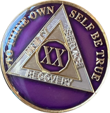 1 - 40 Year AA Medallion Metallic Purple Tri-Plate Sobriety Chip
