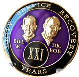 Founders AA Medallion Purple Bill & Bob Tri-Plate Sobriety Chip Year 1 - 50 - RecoveryChip