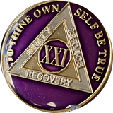 1 - 40 Year AA Medallion Metallic Purple Tri-Plate Sobriety Chip