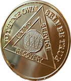 21 Year AA Medallion 1.5" Large Challenge Coin Premium 22k Gold Plated Sobriety Chip